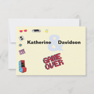 Fun Retro Video Gamer 🎮💍 Wedding RSVP Card