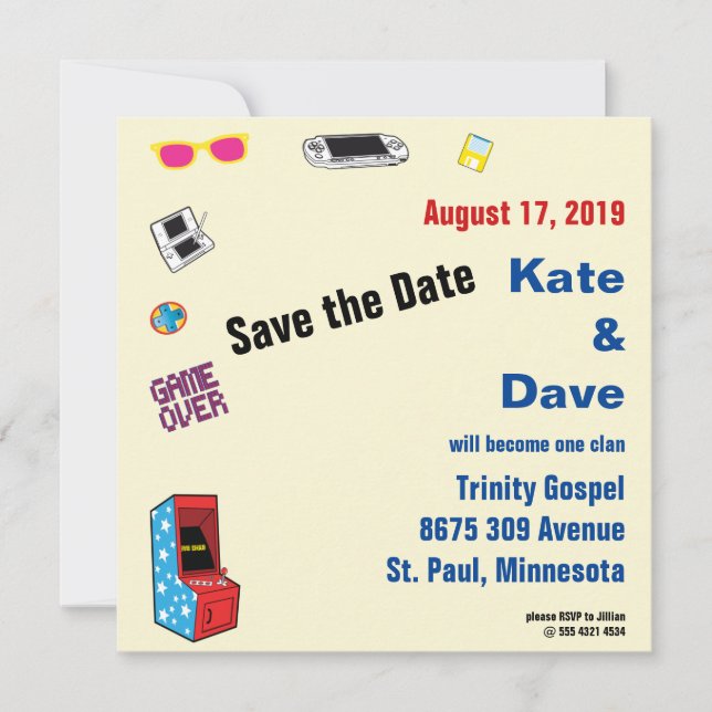 Fun Retro Video Gamer 🎮💍 Wedding  Save The Date (Front)