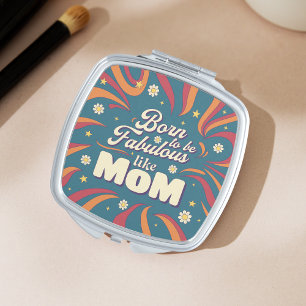 Fun Retro Vintage Psychedelic Mom Quote Typography Compact Mirror