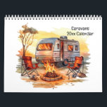 Fun Retro Watercolor Style Caravans Calendar<br><div class="desc">Fun vintage caravans, RVs, and campers in watercolor style. Great as a Christmas gift to hang in an RV. AI assisted graphics purchased with commercial use. Artwork: MokeDE</div>