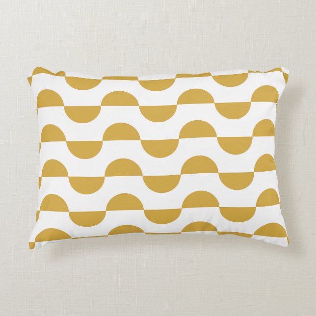 Fun Retro Wavy Semi Circle Yellow Accent Pillow (Front)