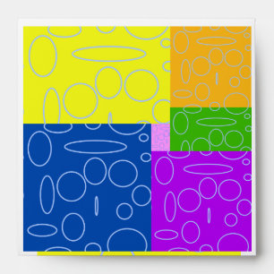 Fun Retro Yellow BlueGreen OrangePurple Geometric Envelope