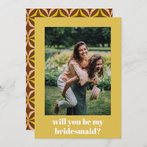 Fun Retro Yellow Pattern Bridesmaid Proposal  Note Card