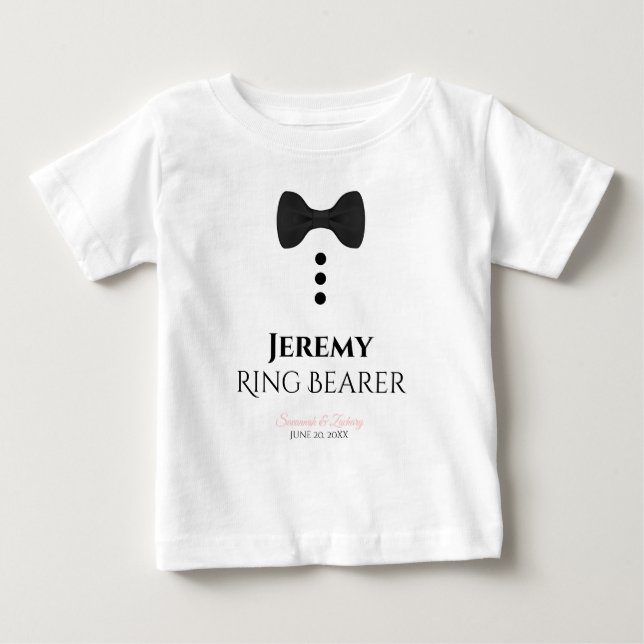 Fun Ring Bearer Black Tie Wedding Toddler T-shirt (Front)