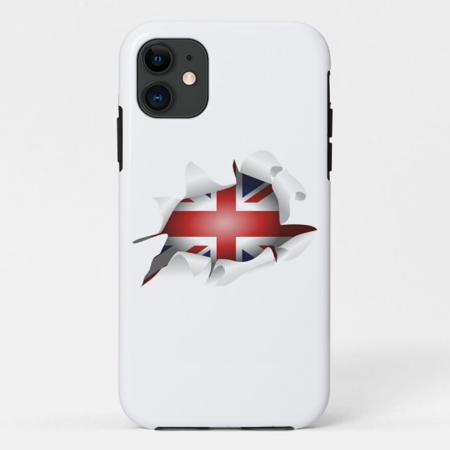 Fun Ripped Hole With Union jack Flag Case-Mate iPhone Case (Back)