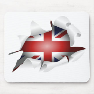 Fun Ripped Hole With Union jack Flag Mouse Pad