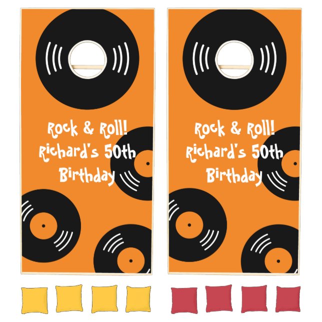 Fun Rock & Roll theme Birthday party cornhole set (Set)