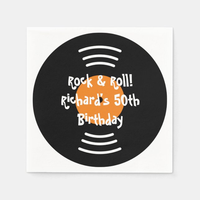 Fun Rock & Roll theme Birthday party napkins (Front)