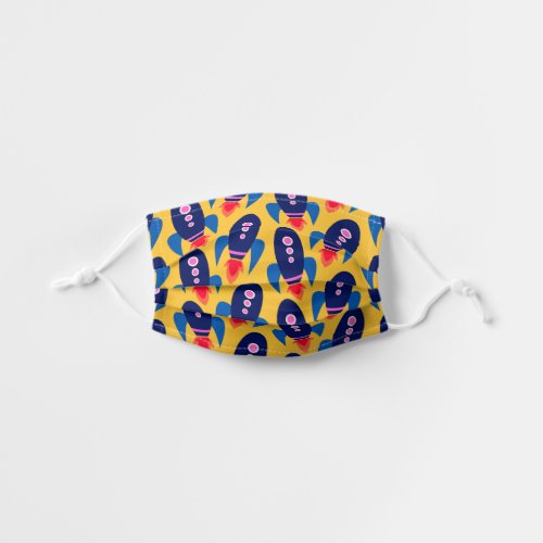 Fun Rocket Spaceship Astronaut Pattern in Yellow  Kids Cloth Face Mask