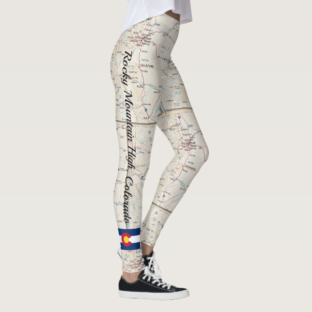 Fun Rocky Mountain Colorado Map Leggings Pants (Right)