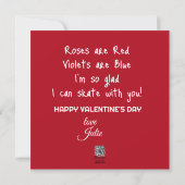 Fun Rollerblading Valentine for Him Holiday Card (Back)