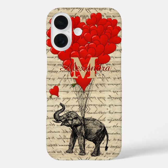 Fun romantic elephant love heart personalized Case-Mate iPhone case (Back)