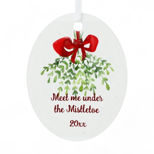 Fun Romantic Meet Under Mistletoe Quote Christmas  Metal Ornament