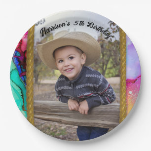 Fun Rope Frame Western Style Multi-Colored Paper Plates