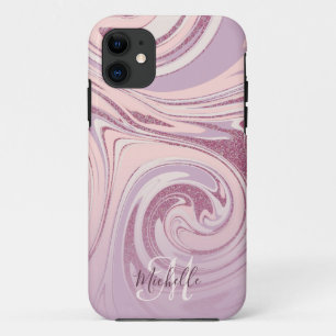 Fun Rose Gold Glitter Pastel Marble iPhone Case