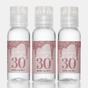 Fun Rose Gold Sparkle Glitter Drips Dirty 30 Hand Sanitizer