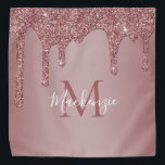 Fun Rose Gold Sparkle Glitter Drips Monogram Bandana<br><div class="desc">Fun Rose Gold Sparkle Glitter Drips Monogram Bandana with fashion faux blush pink/rose gold glitter drips on a chic background with your custom monogram and name. Please contact us at cedarandstring@gmail.com if you need assistance with the design or matching products.</div>
