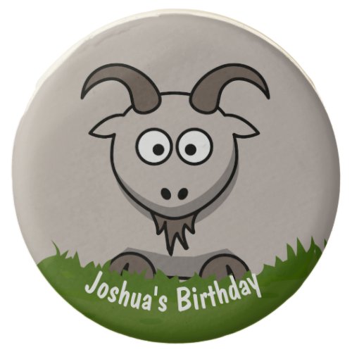 Fun Round Cartoon Goat Birthday Chocolate Covered Oreo