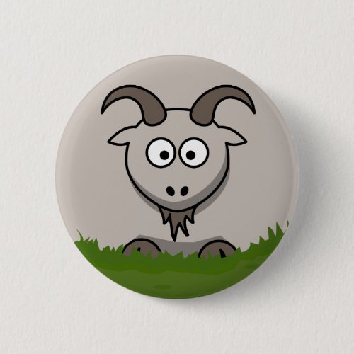 Fun Round Cartoon Goat Button