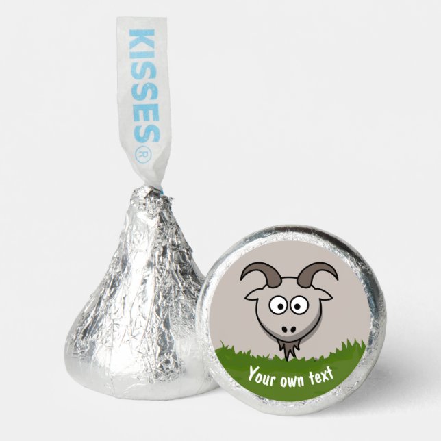 Fun Round Cartoon Goat Kids Farm Party Hershey®'s Kisses® (Front)