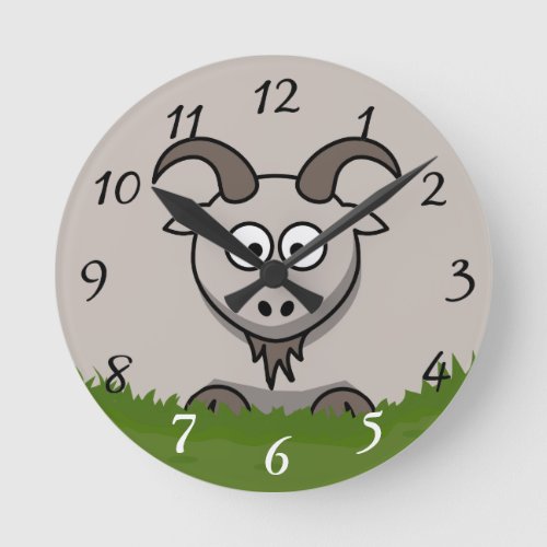 Fun Round Cartoon Goat Round Clock