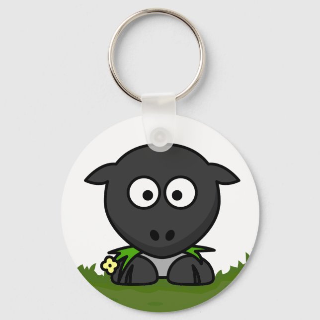 Fun Round Cartoon Sheep Keychain (Front)