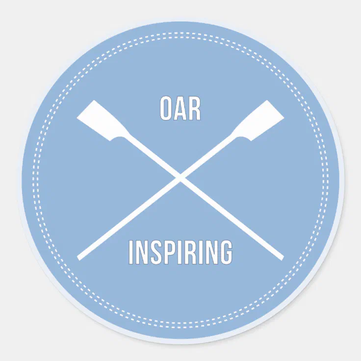Fun rowing pun blue sports classic round sticker | Zazzle