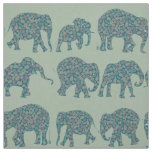 Fun Rows of Paisley Elephants on Green Pattern Fabric