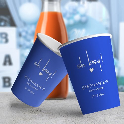 Fun Royal Blue Oh Boy Paper Party Cup