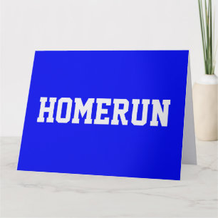 Fun Royal Blue Sporty White HOMERUN Congrats Text Card