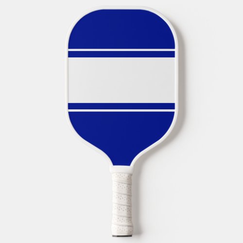 Fun Royal Blue Wide White Horizontal Racing Stripe Pickleball Paddle