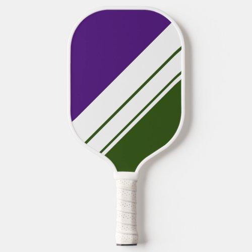 Fun Royal Purple Forest Green Sporty White Stripes Pickleball Paddle