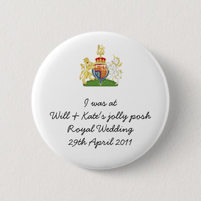 Fun Royal Wedding souvenir - Prince William & Kate Button (Front)