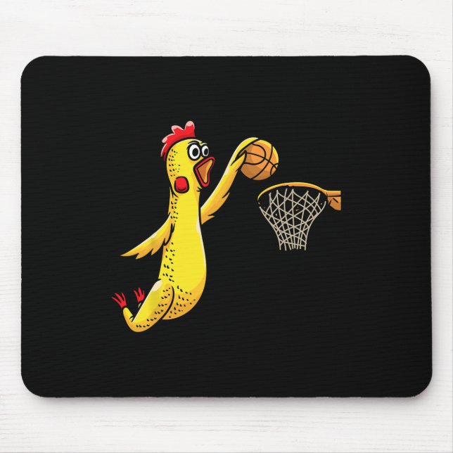 Fun Rubber Chicken Playing Basketball Player Sport Mouse Pad (Front)