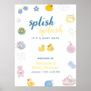 Fun Rubber Duck Bath Time Baby Shower Welcome Poster