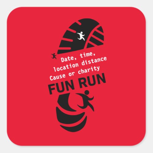 Fun Run Event Cause Charity Promotion T_Shirt Coff Square Sticker