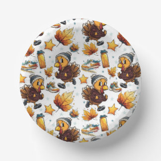 Fun Run Turkey Trot 5K Thanksgiving Running Design Paper Bowls