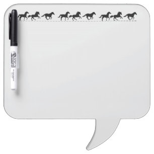 Fun Running Horses Black Silhouette Graphic art Dry Erase Board