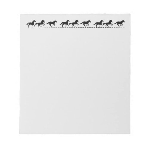 Fun Running Horses Black Silhouette Graphic art  Notepad