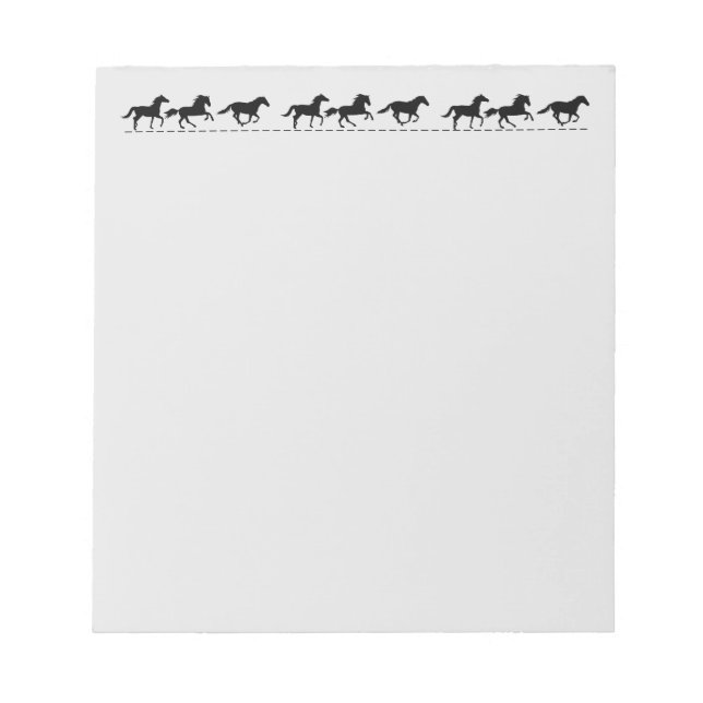 Fun Running Horses Black Silhouette Graphic art  Notepad (Front)