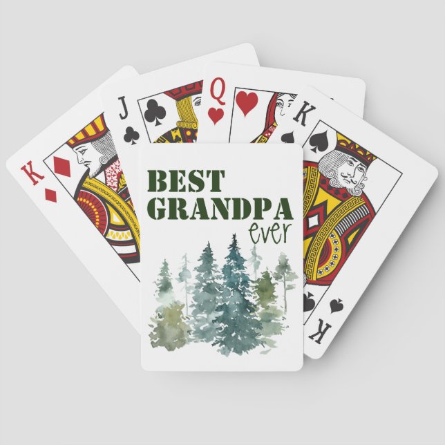 Fun Rustic Best Grandpa Ever Poker Cards (Back)