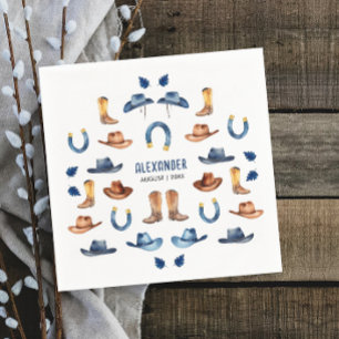 Fun Rustic Blue Luck Horse Cowboy Western Kid Bday Napkins