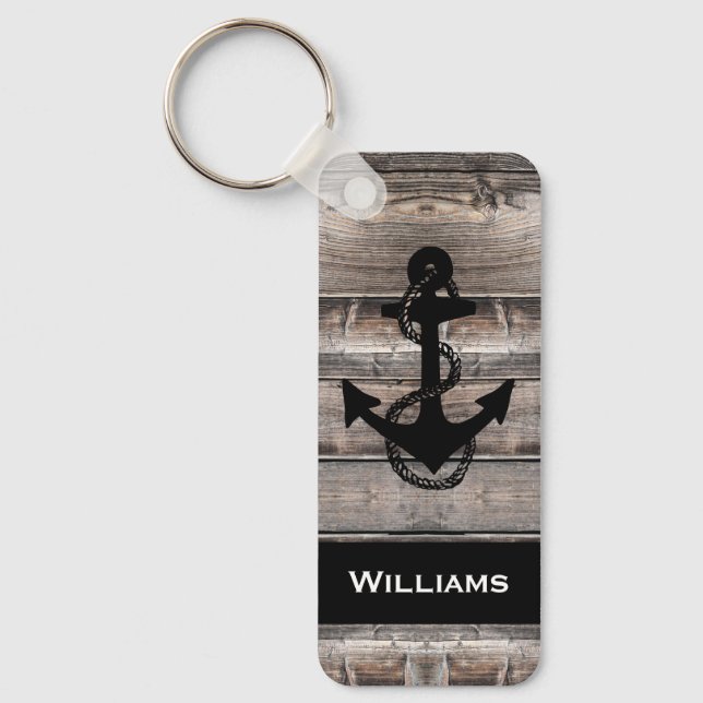 fun rustic nautical ANCHOR WITH NAME | Keychain (Front)