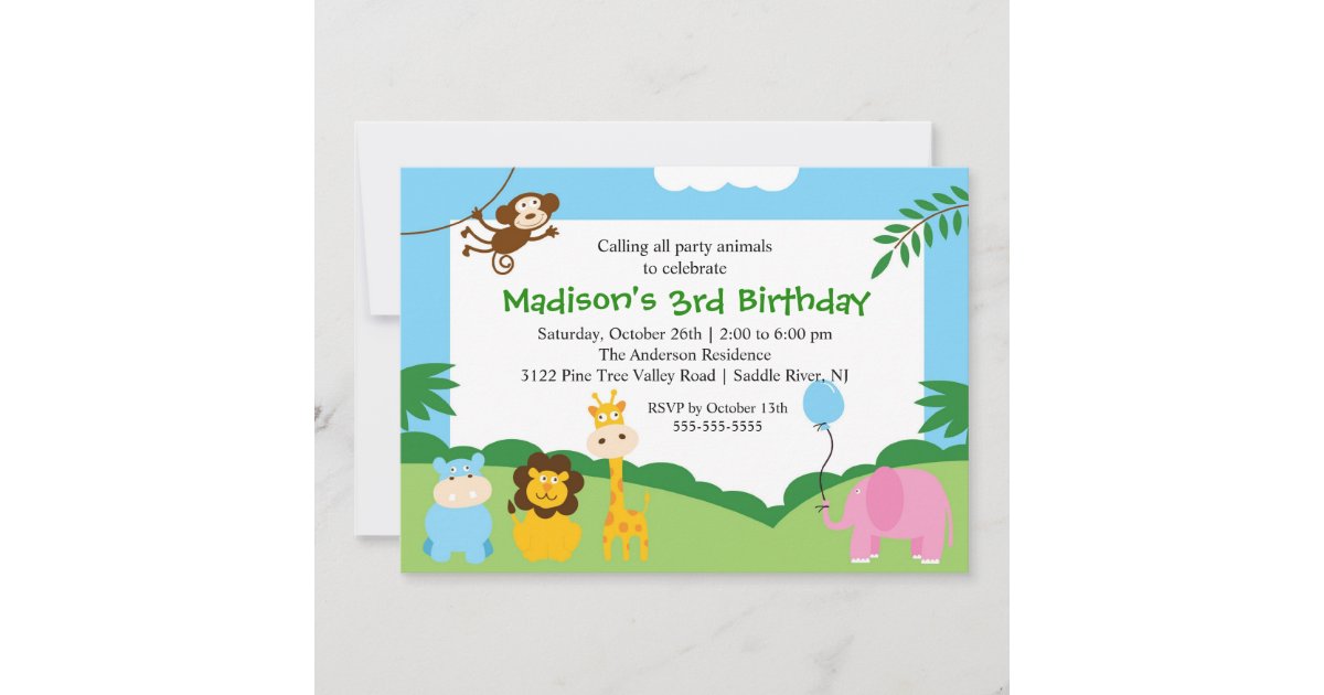 Fun Safari 1st Birthday Invitation | Zazzle