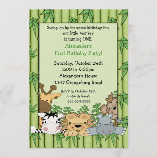 Fun Safari 1st Birthday Invitation