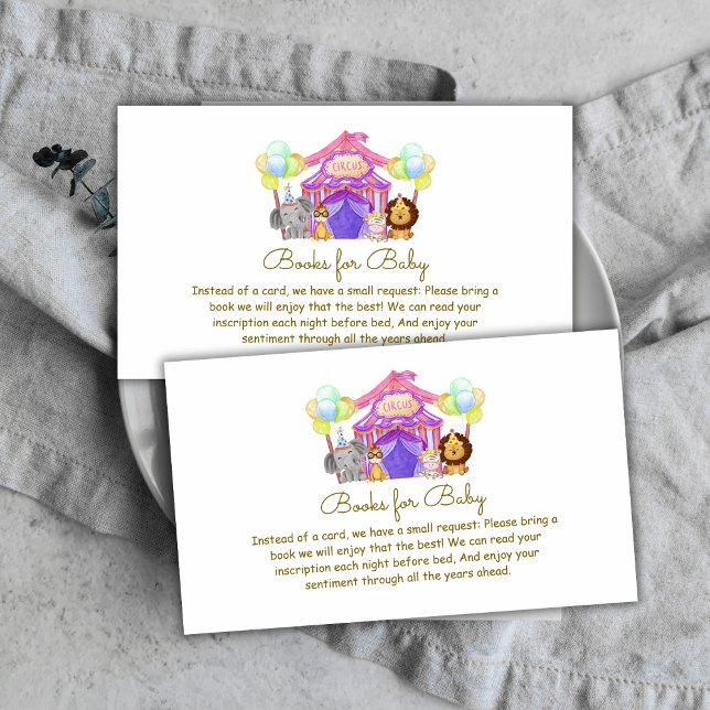 Fun Safari Circus Balloon Books For Baby Shower  Enclosure Card (Fun Safari Circus Balloon Books For Baby Shower Enclosure Card)