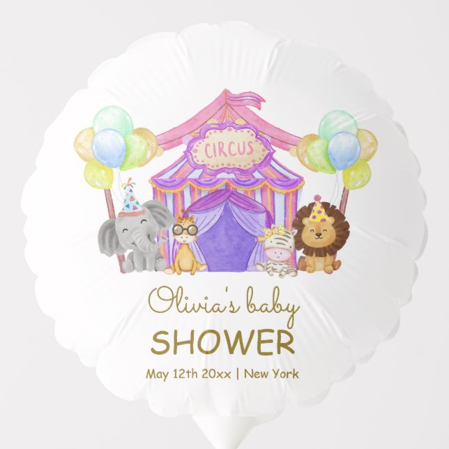 Fun Safari Circus Carnival Balloon Baby Shower  (Front)