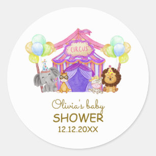 Fun Safari Circus Carnival Balloon Baby Shower Classic Round Sticker