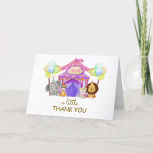 Fun Safari Circus Carnival Balloon Baby Shower Letterpress Thank You Card