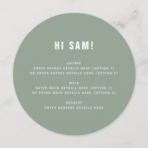 Fun Sage Green Guest Name Place Card Wedding Menu